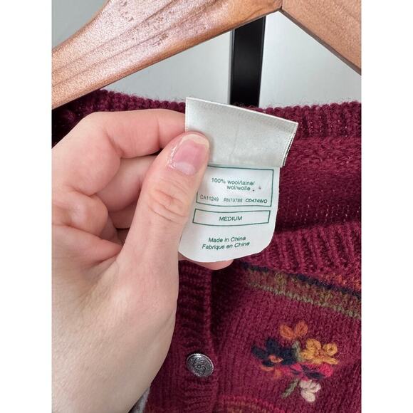 Laura Ashley Red Knitted Wool Cardigan - Picture 3 of 5